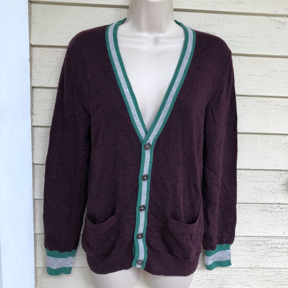 JOHNNIE B burgundy with trim cardigan sweater/